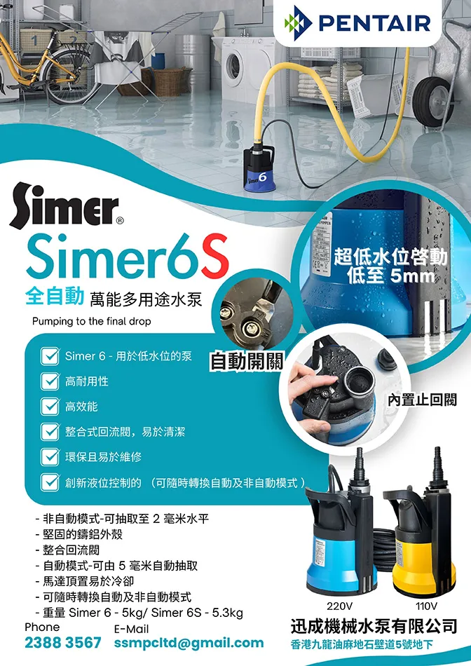 Pentair Simer 6 / 6S 低水位排水泵 圖片 4