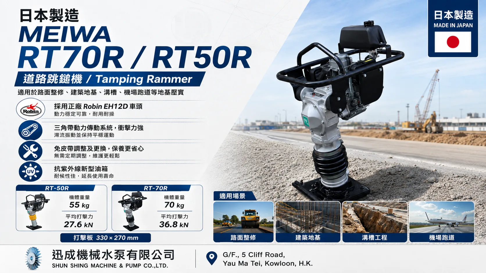 日本製造明和 MEIWA RT70R 及 RT50R 道路跳鎚機
